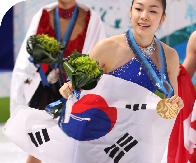 2010년 벤쿠버 동계올림픽에서 금메달을 획득한 김연아 선수